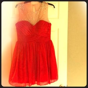 Red pearl & sequin retail party dress